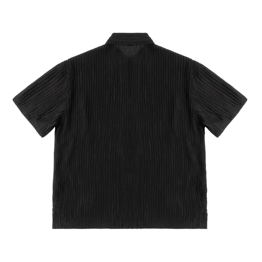 SHORT-SLEEVE,BUTTON-UPS,BLACK,LUXURY,LOOSE,BAGGY,SHIRT