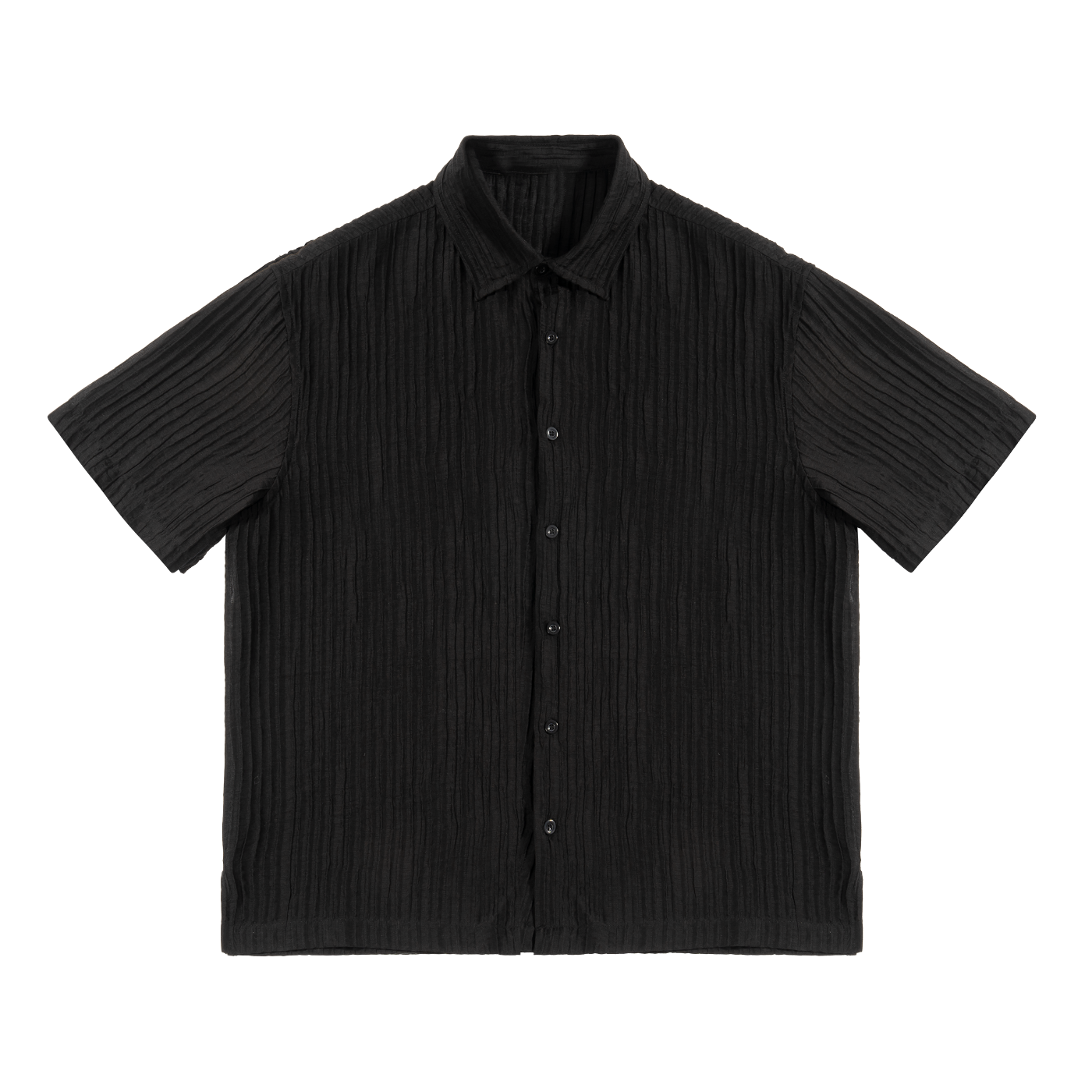 SHORT-SLEEVE,BUTTON-UPS,BLACK,LUXURY,LOOSE,BAGGY,SHIRT